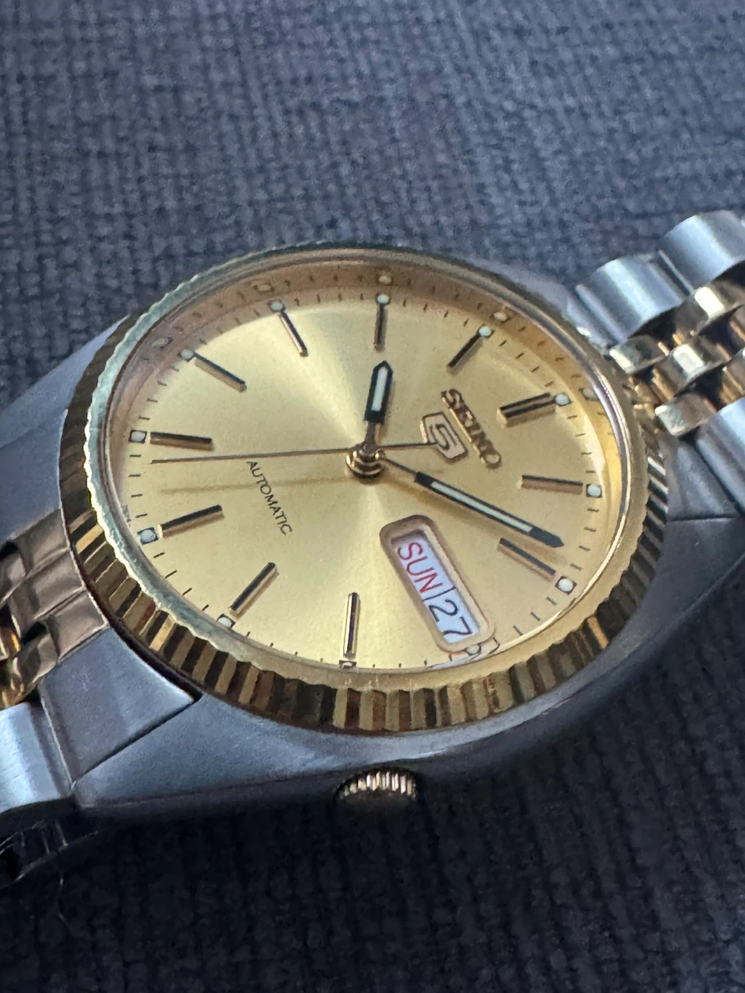 Rare Seiko 5 SNXJ92 Two Tone Automatic Watch 36mm 7S26-0500 - photo 4