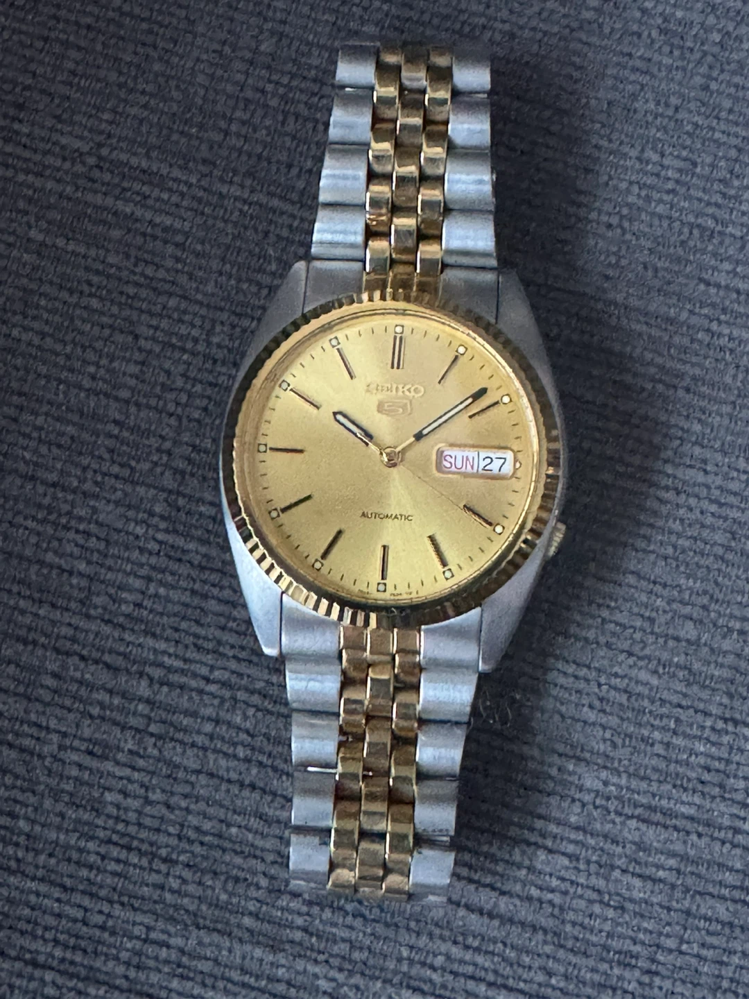 Rare Seiko 5 SNXJ92 Two Tone Automatic Watch 36mm 7S26-0500 - photo 2