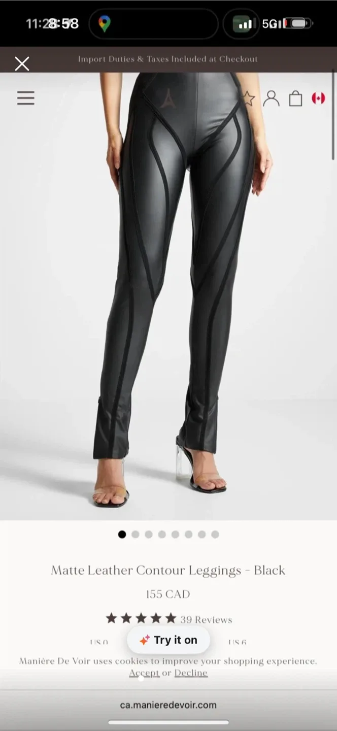 Maniere De Voir Black Contour Leggings - Size 6