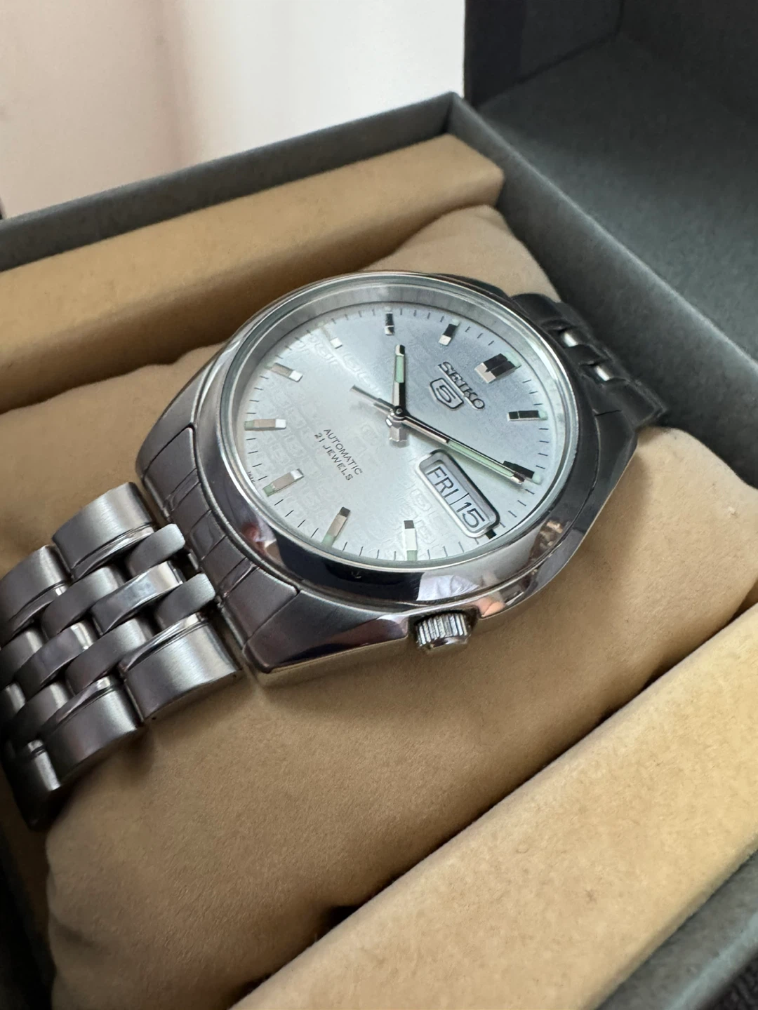Seiko 5 SNK355 37mm Silver Automatic Watch 7S26-01V0 - photo 4