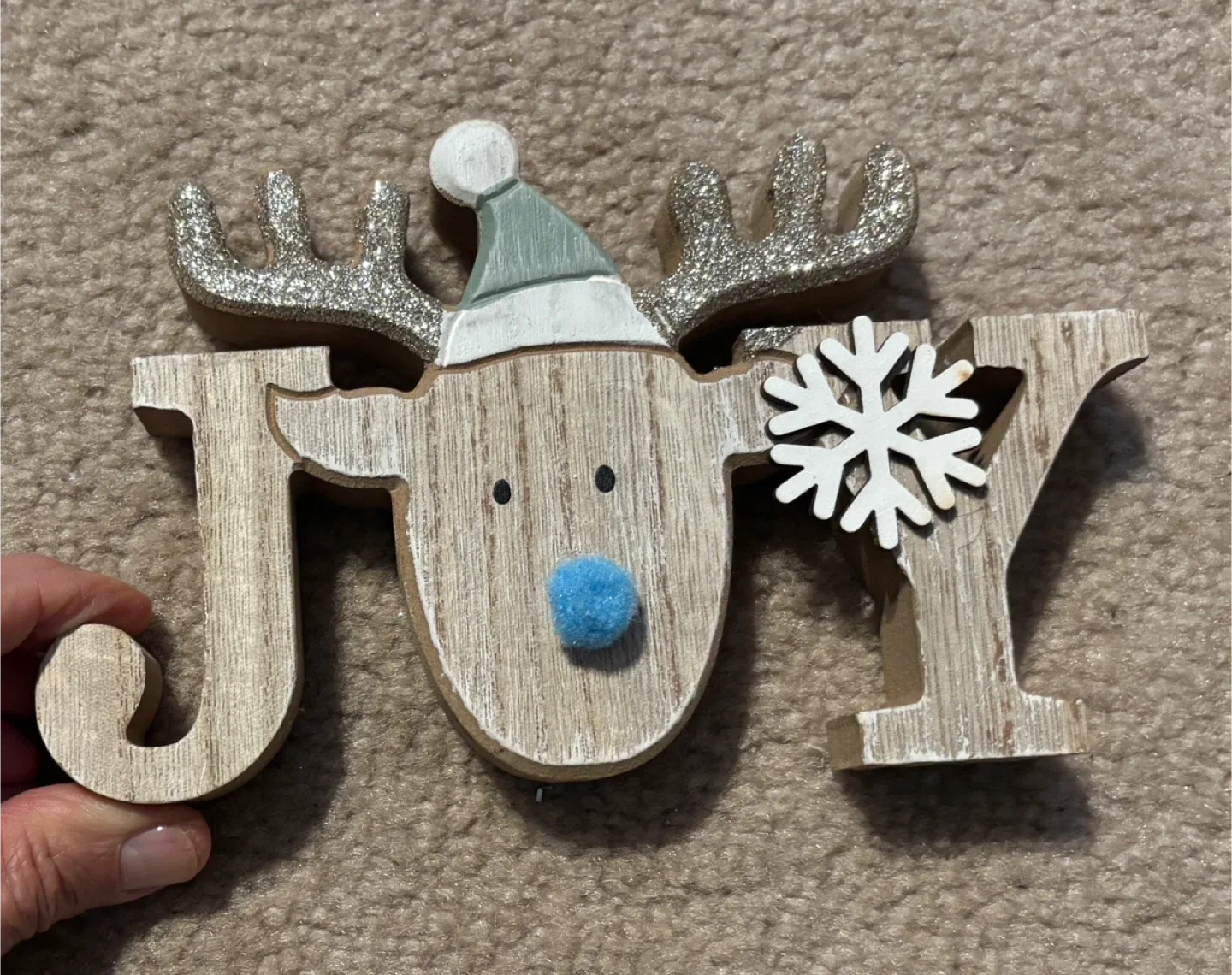 Wooden JOY Reindeer Christmas Decoration