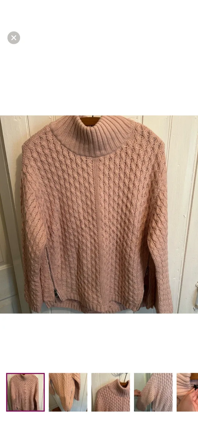 Dex Pink Cable Knit Turtleneck Sweater