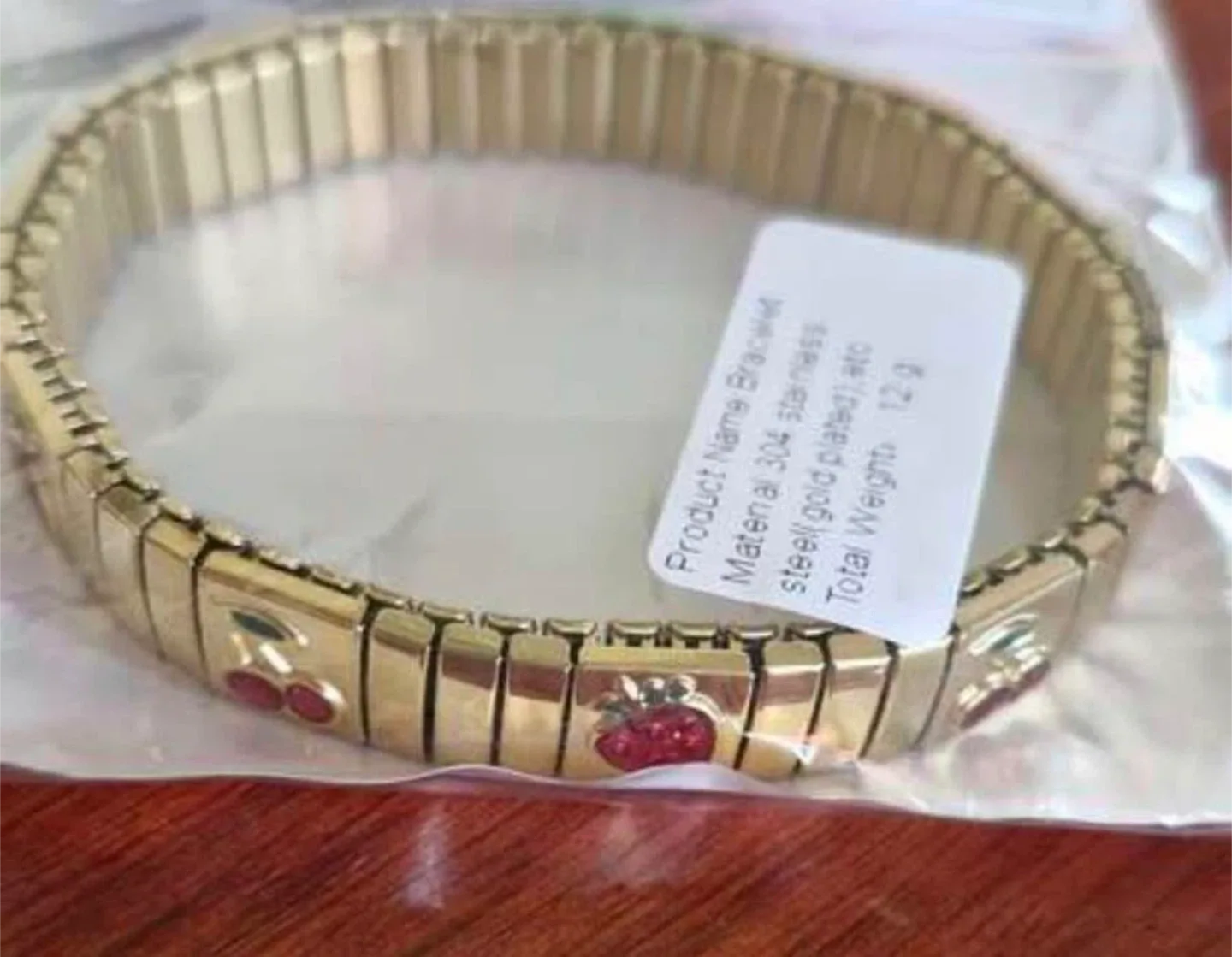 Gold Tone Stainless Steel Fruit Bracelet