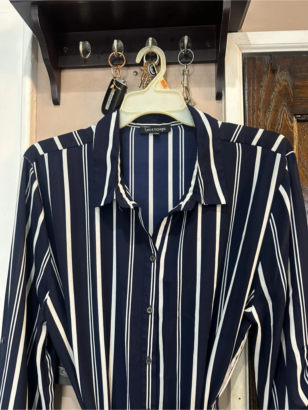 Ups & Downs 2X Navy Striped Shirt Dress - photo 3