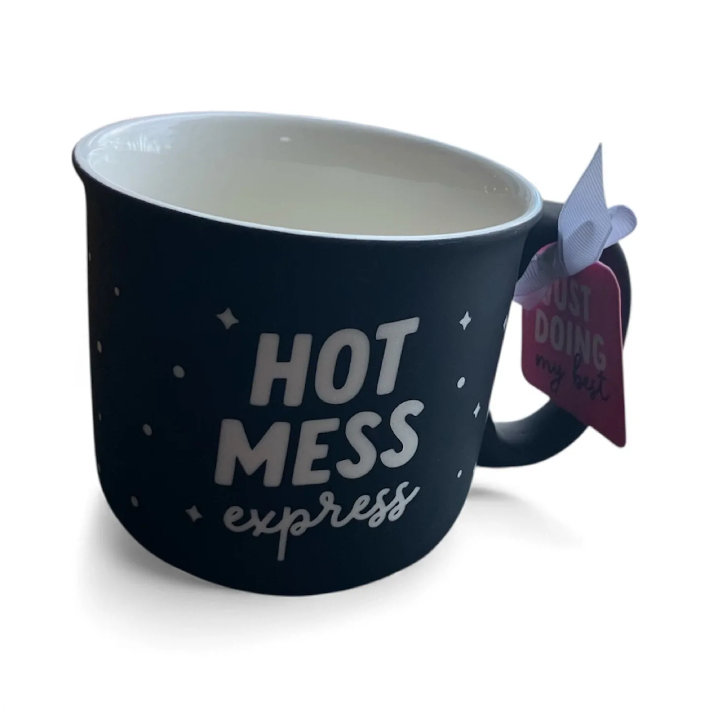 NEW Sunday Morning Ceramics HOT MESS EXPRESS Black White Mug