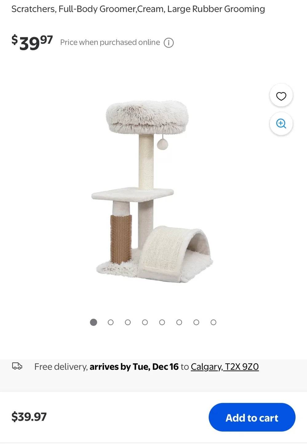 Cat Tree with Scratcher, Cream Colour