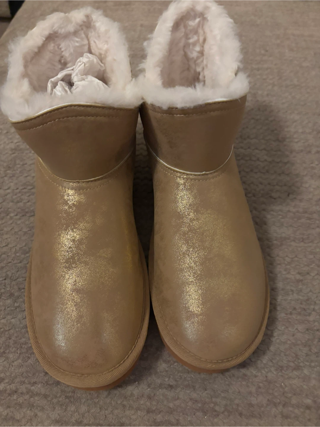 Gold Sparkle Faux Fur Lined Boots