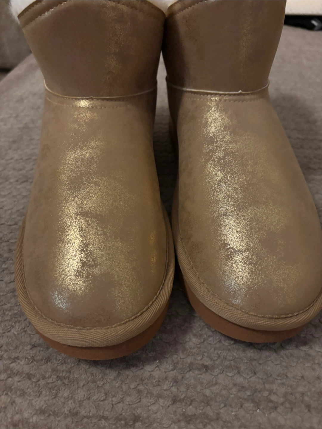 Gold Sparkle Faux Fur Lined Boots - photo 2