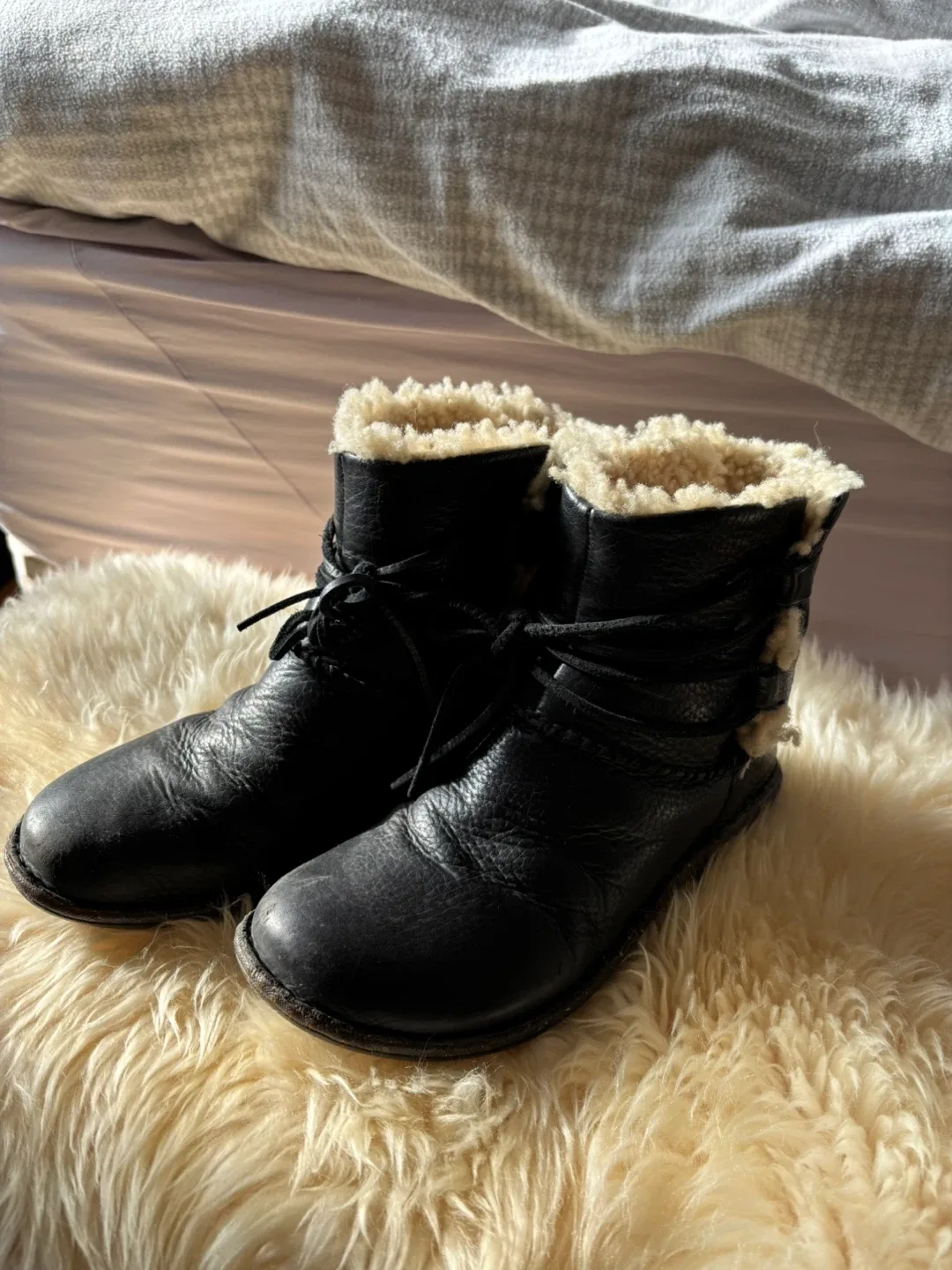 UGG Black Leather Boots 7
