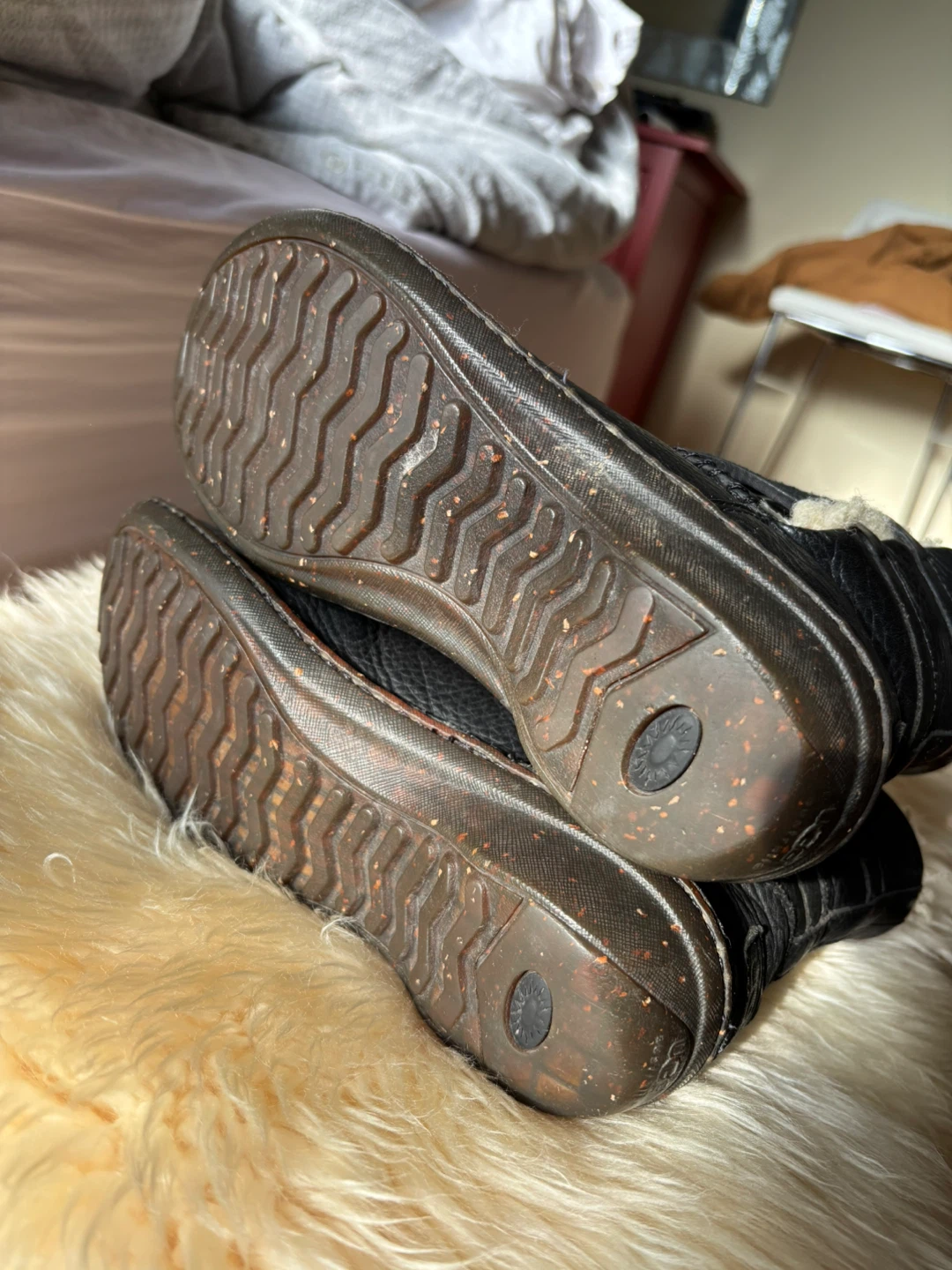 UGG Black Leather Boots  size 7 - photo 5