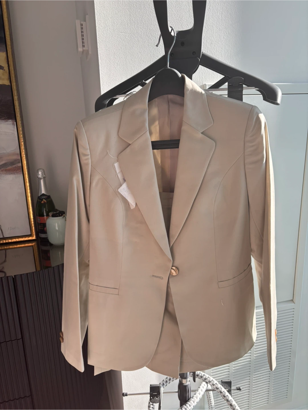 Beige Blazer and Skirt Set