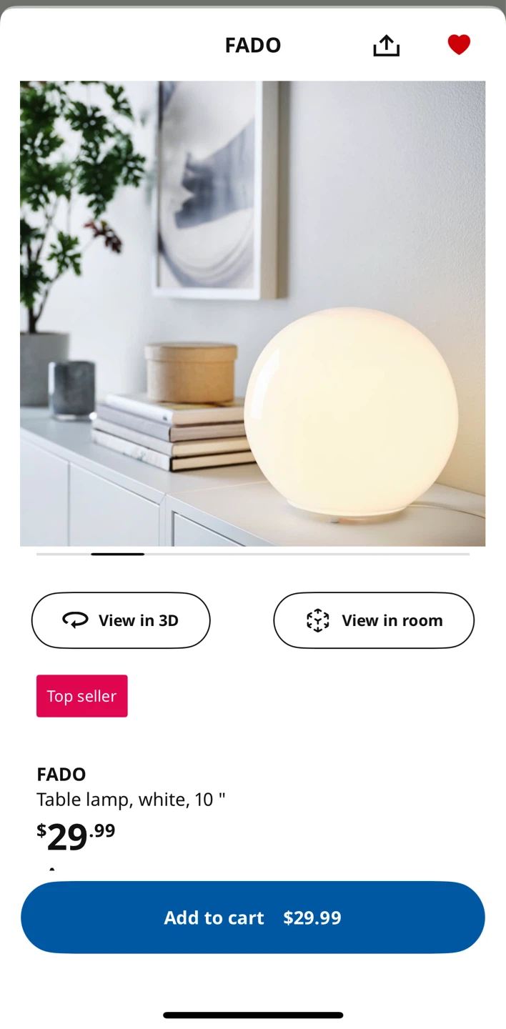 Ikea Fado Table Lamp, White, 10" - photo 2