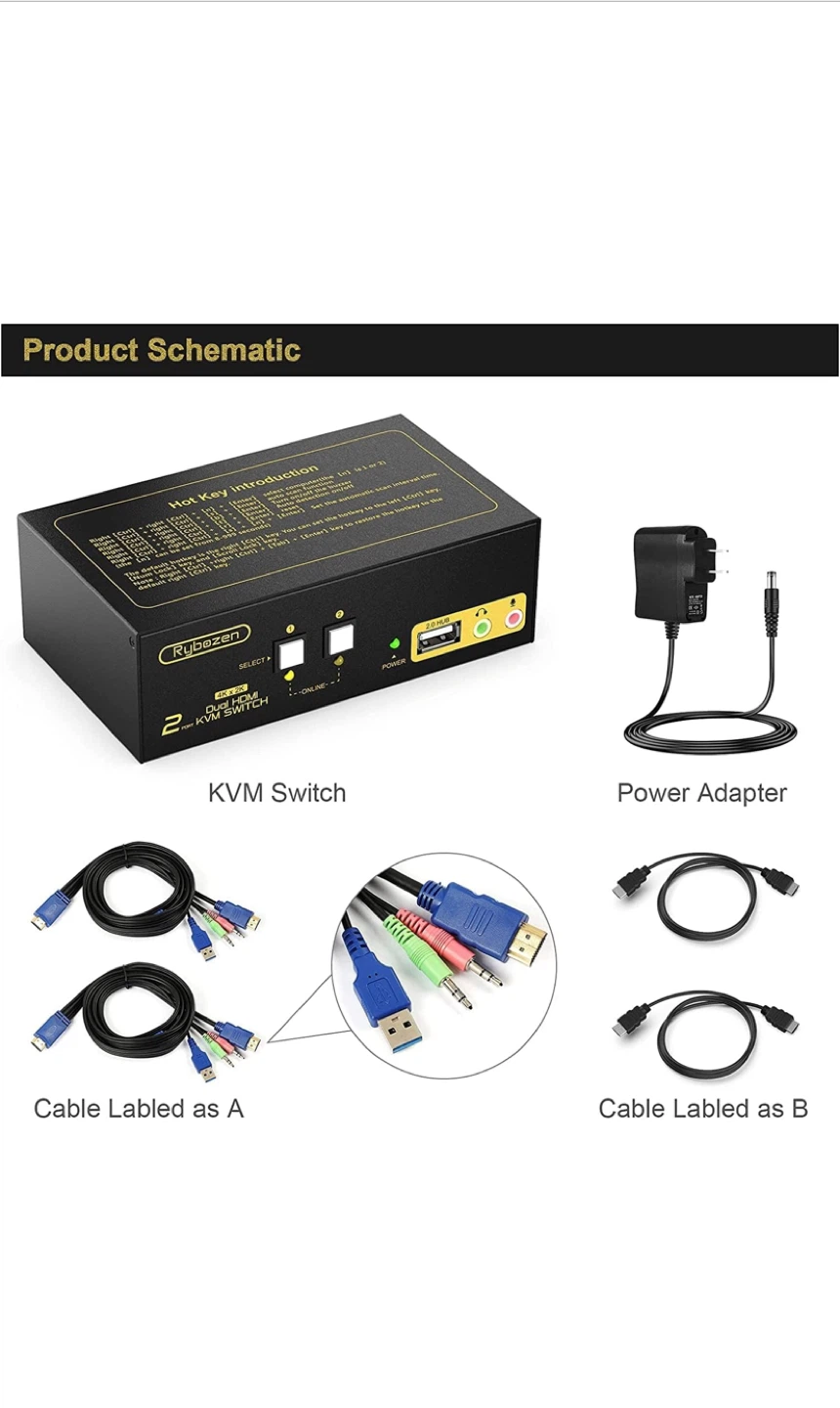 Rybozen 2 Port KVM Switch V801-CA-S - photo 3