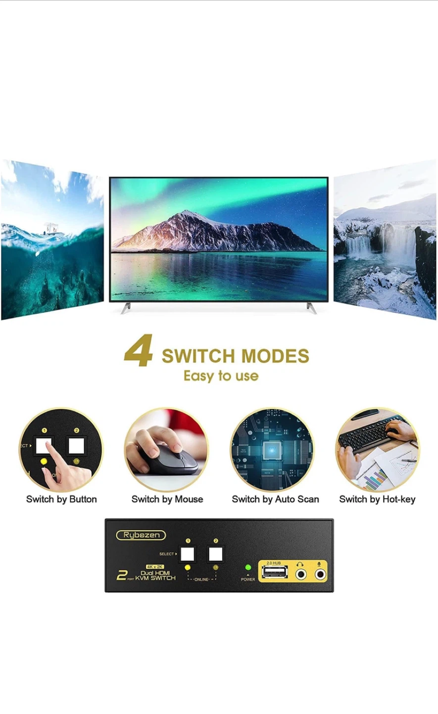 Rybozen 2 Port KVM Switch V801-CA-S - photo 2