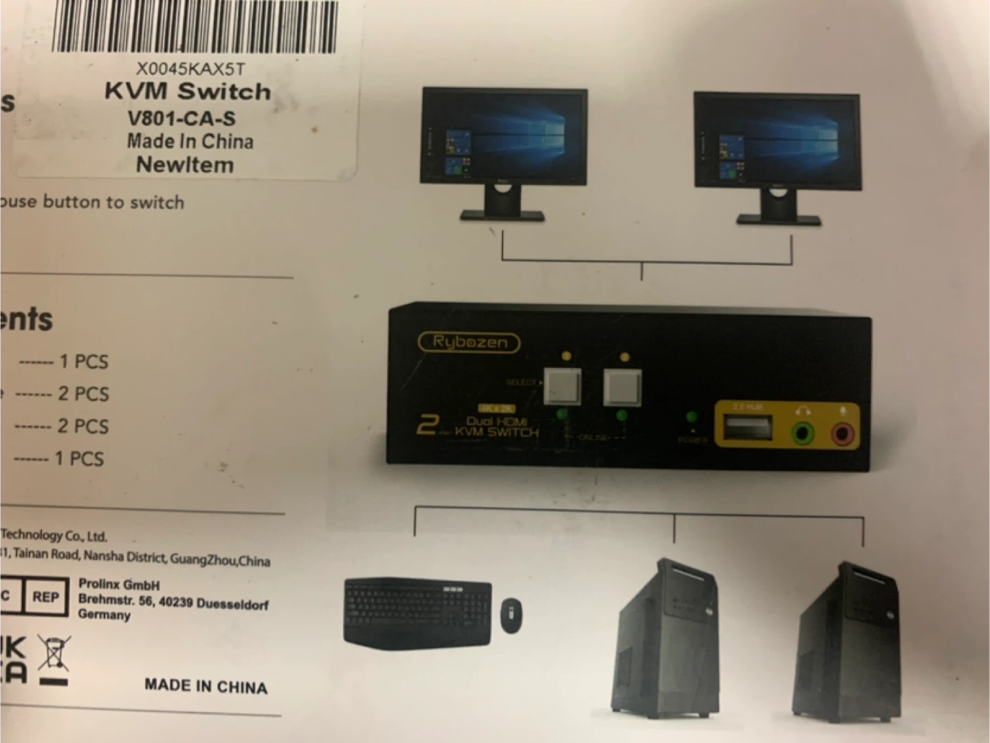 Rybozen 2 Port KVM Switch V801-CA-S - photo 5