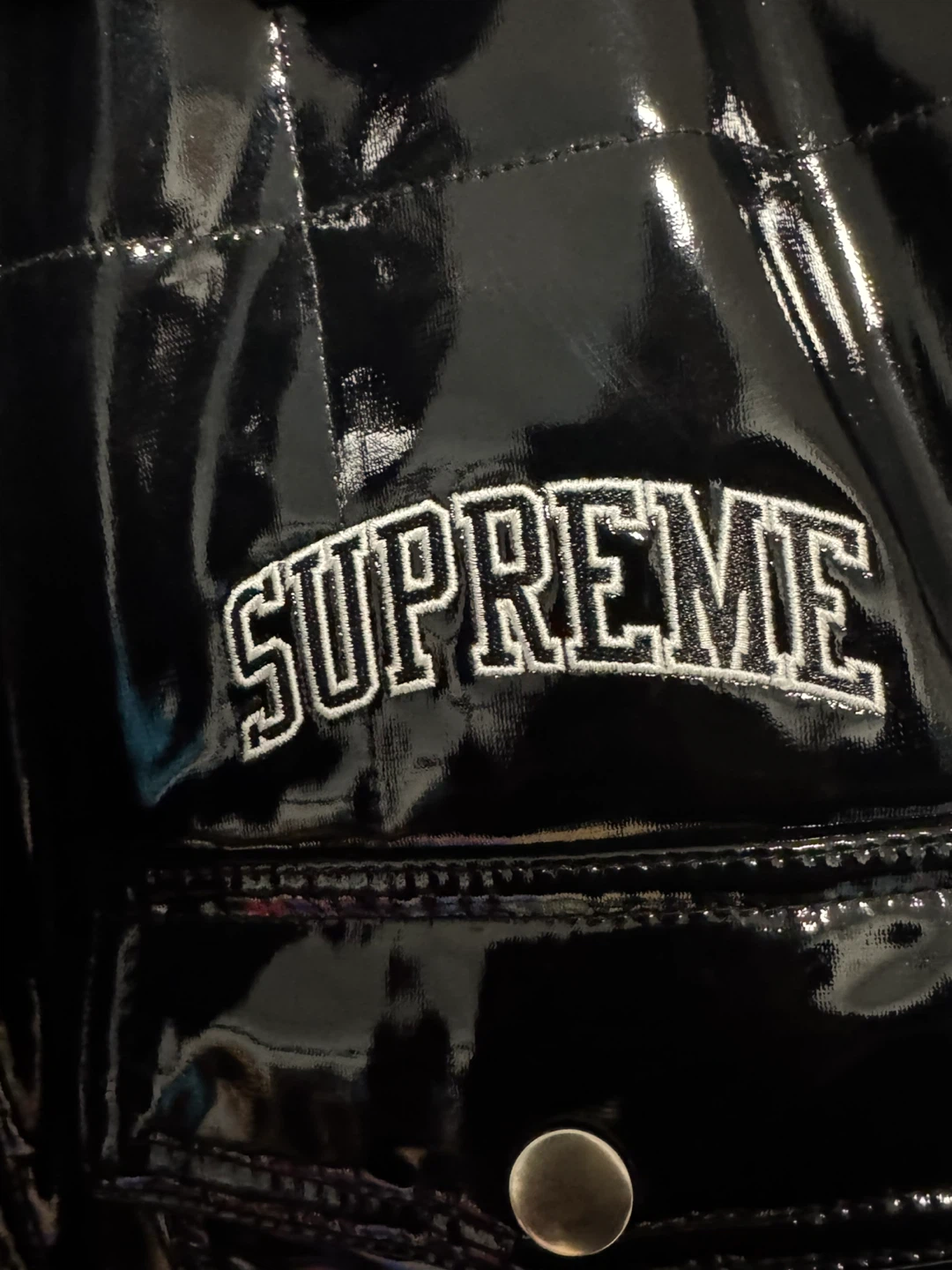 Supreme Quilted Patent Work Jacket - Black, Size L