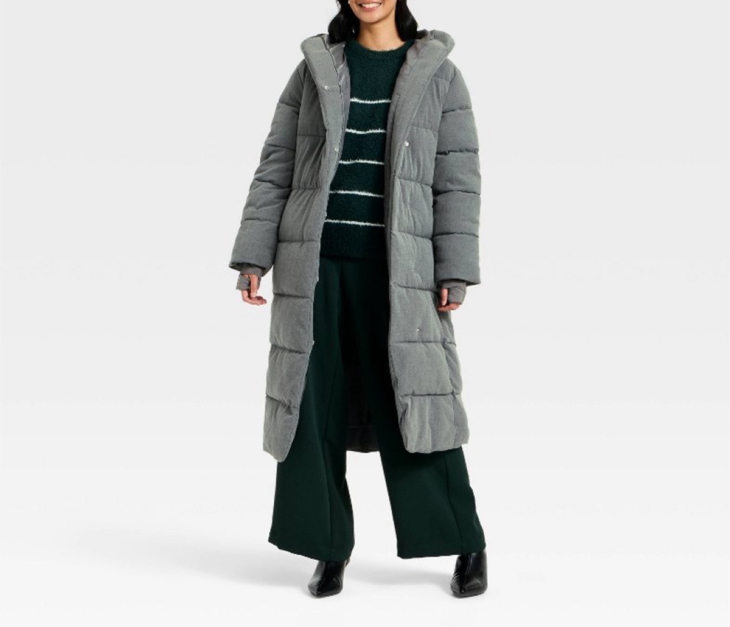 Gray Puffer Coat - Size L - photo 3