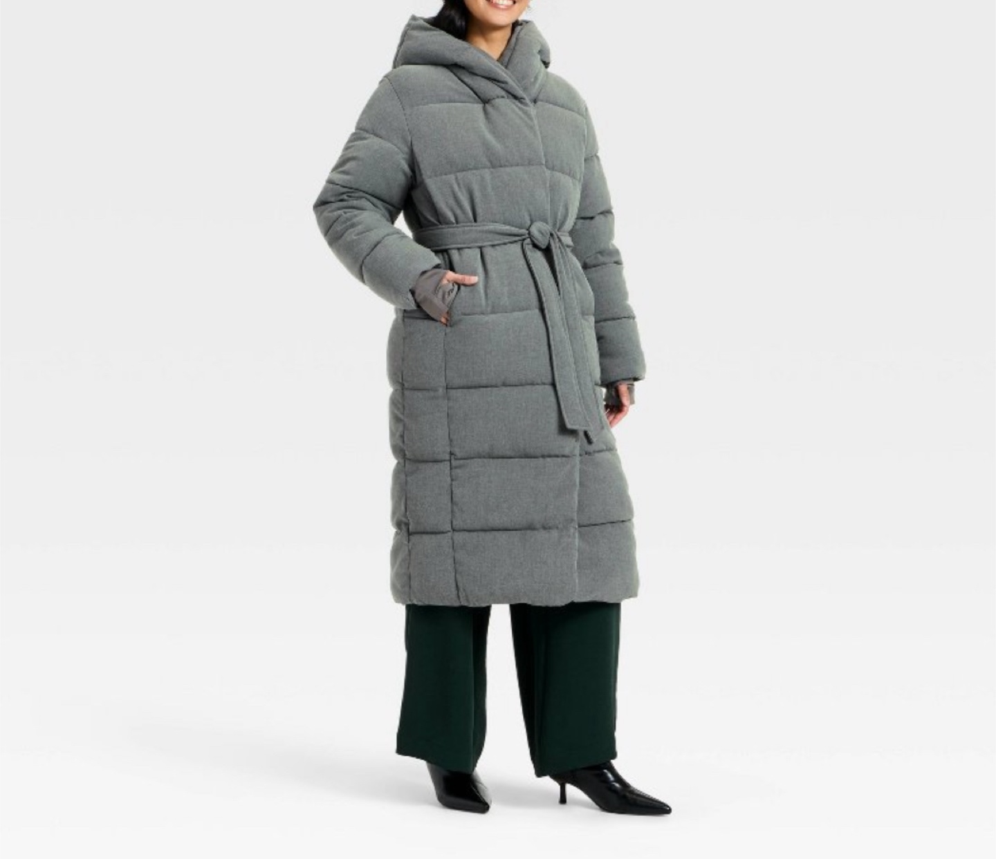Gray Puffer Coat - Size L