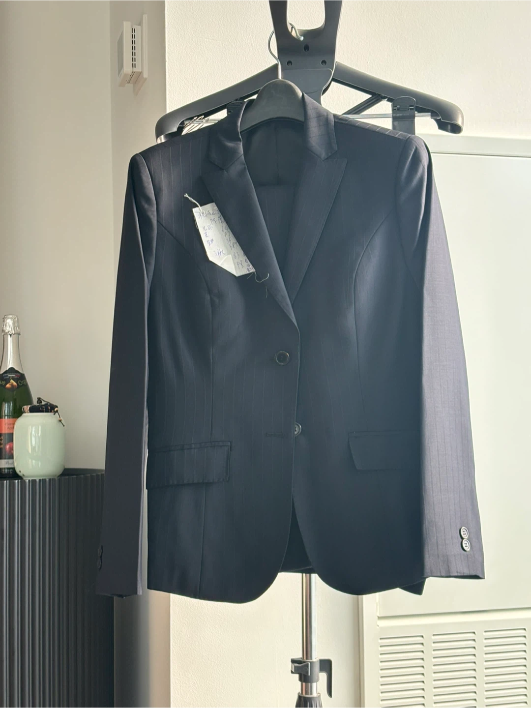 Navy Pinstripe Suit Set blazer and pants