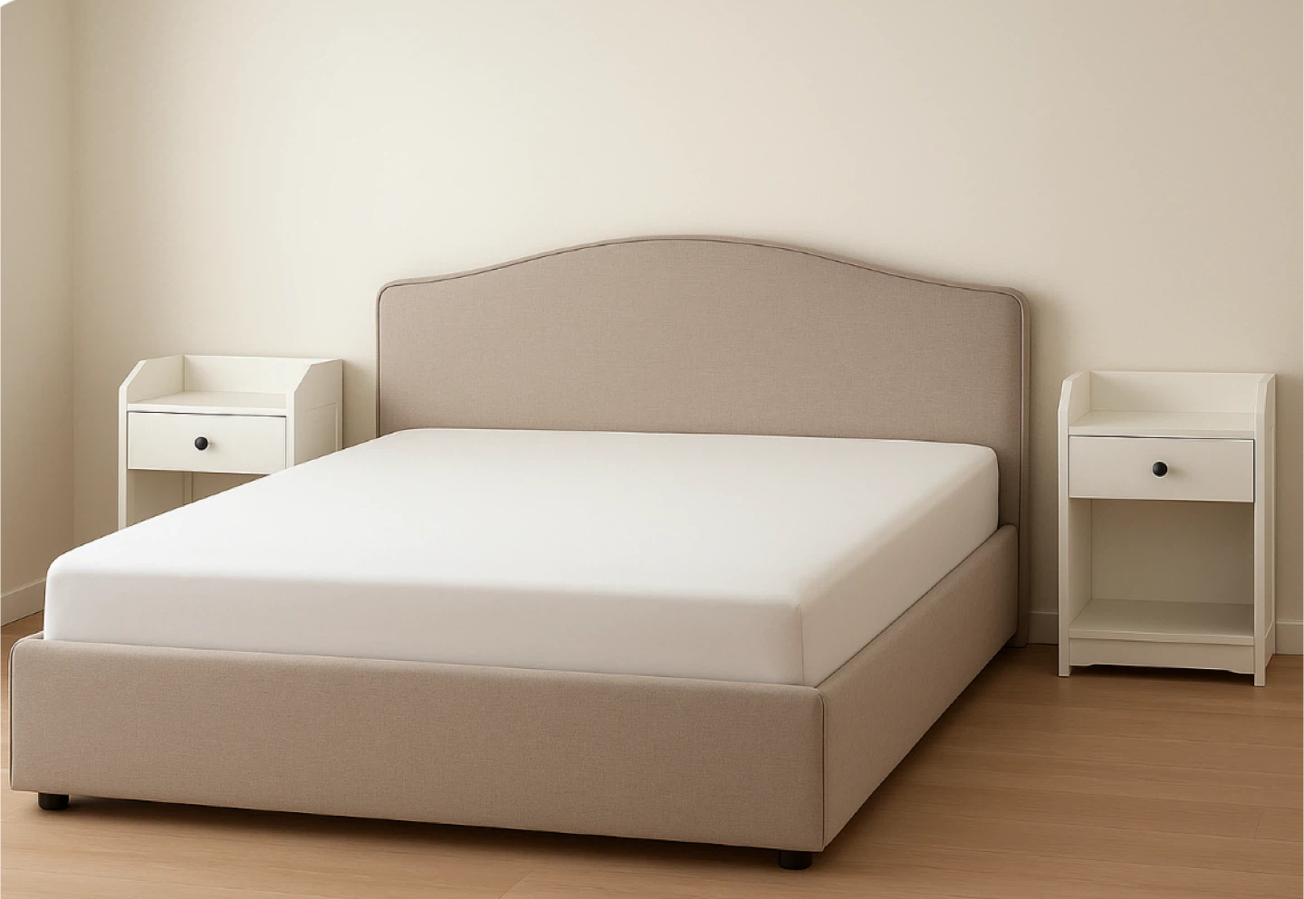 IKEA RAMNEFJÄLL Queen Bed Beige+ hybrid mattress
