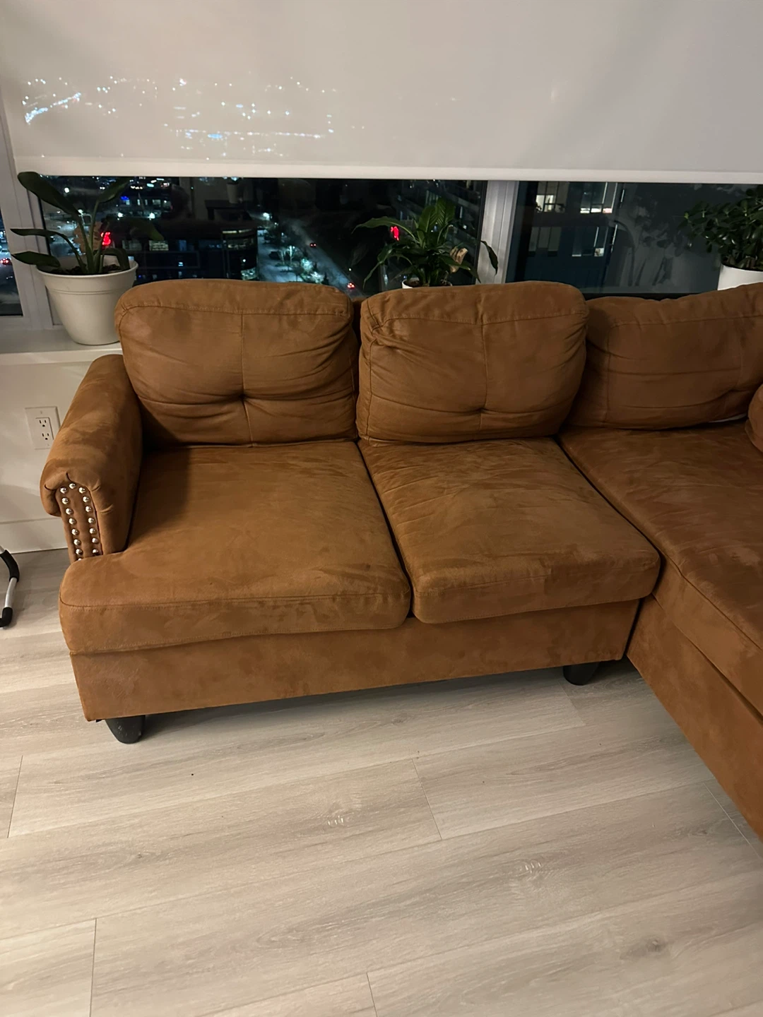 Brown Sectional Sofa with Chaise Lounge - photo 3