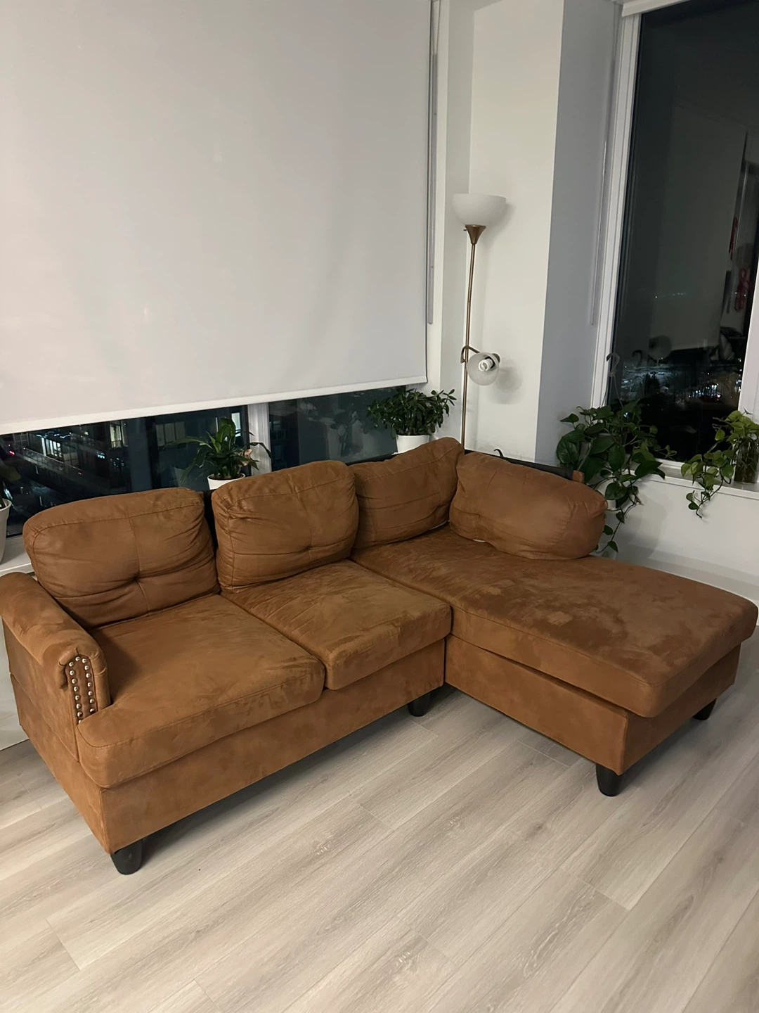 Brown Sectional Sofa with Chaise Lounge