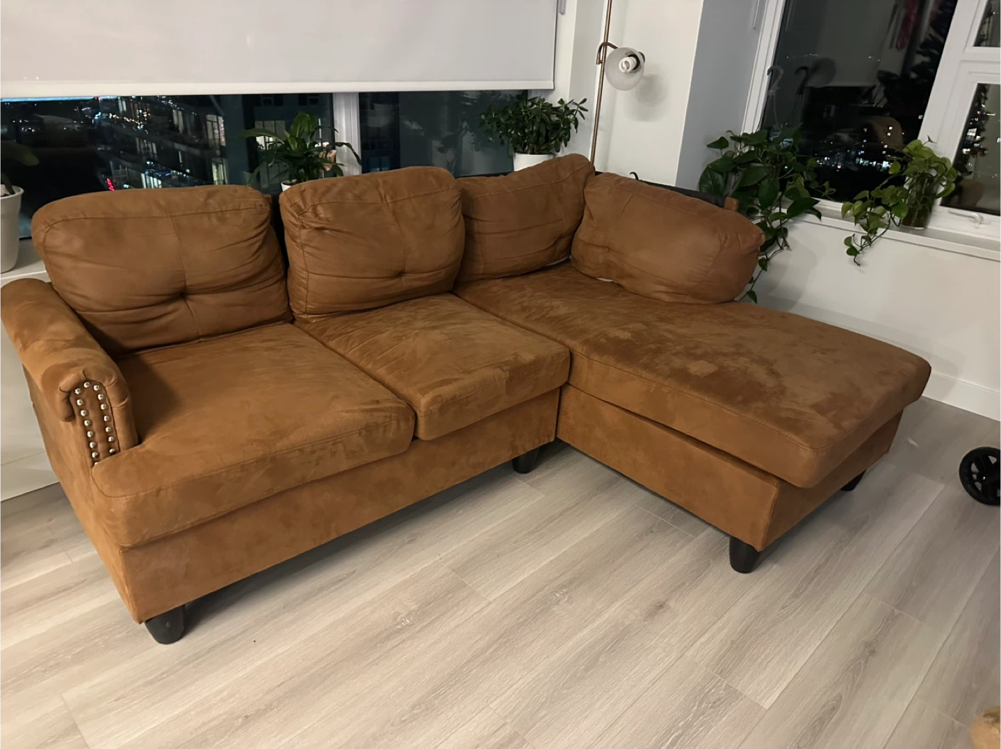 Brown Sectional Sofa with Chaise Lounge - photo 2