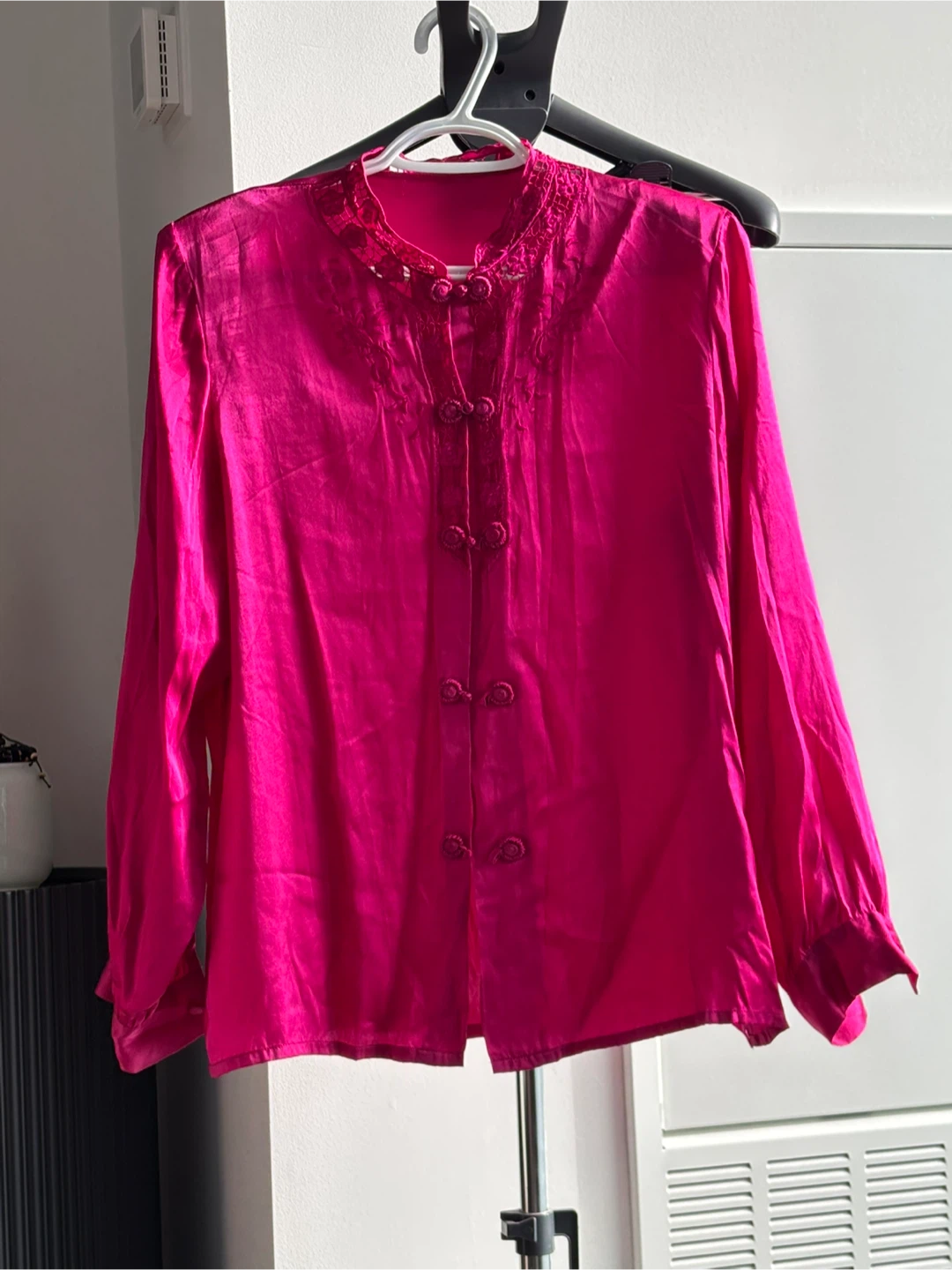 Pink Blouse 100% silk Hand made Hand sew hand embroidery