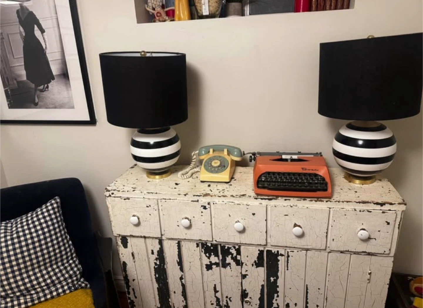 Kate Spade Striped Ball Table Lamp - set of 2 - Black & White - photo 2