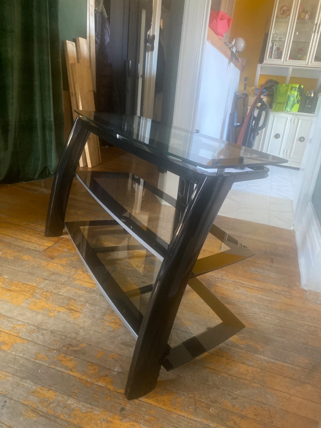Black Glass TV Stand - photo 2