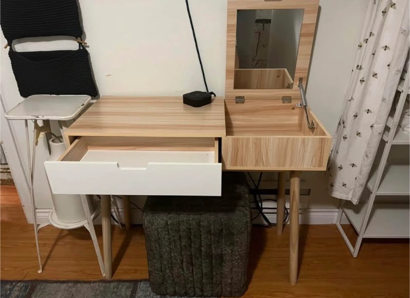 Wooden Vanity Desk with Mirror - photo 2