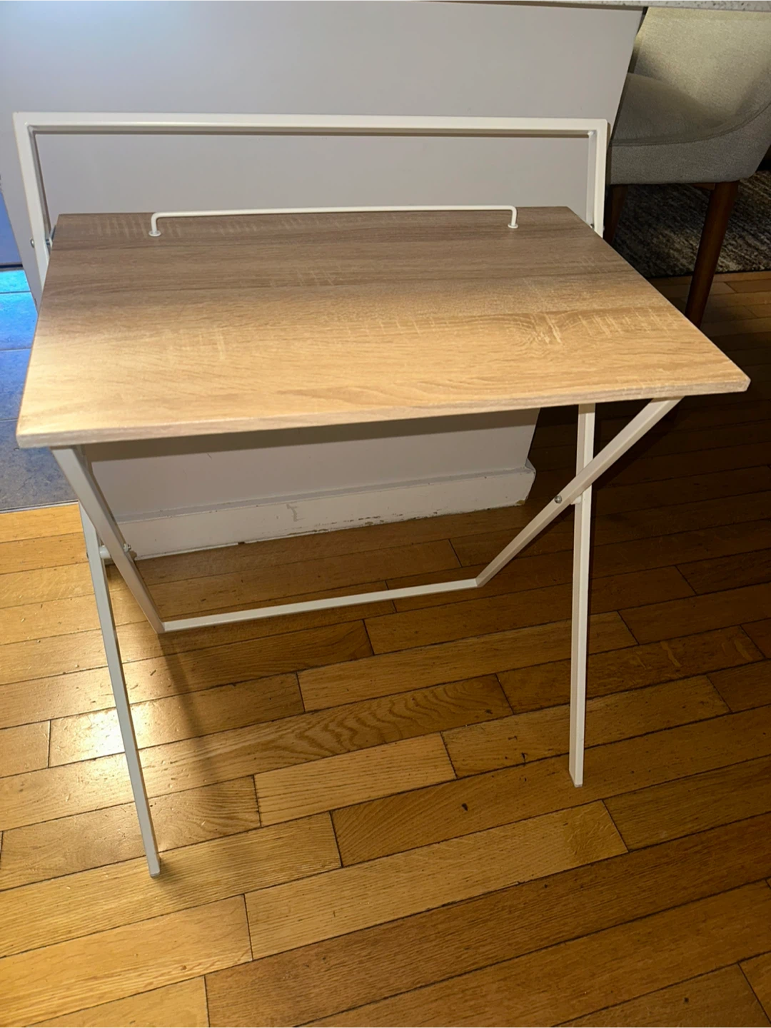 Folding Desk - White Frame, Wood Top 25"x35"
