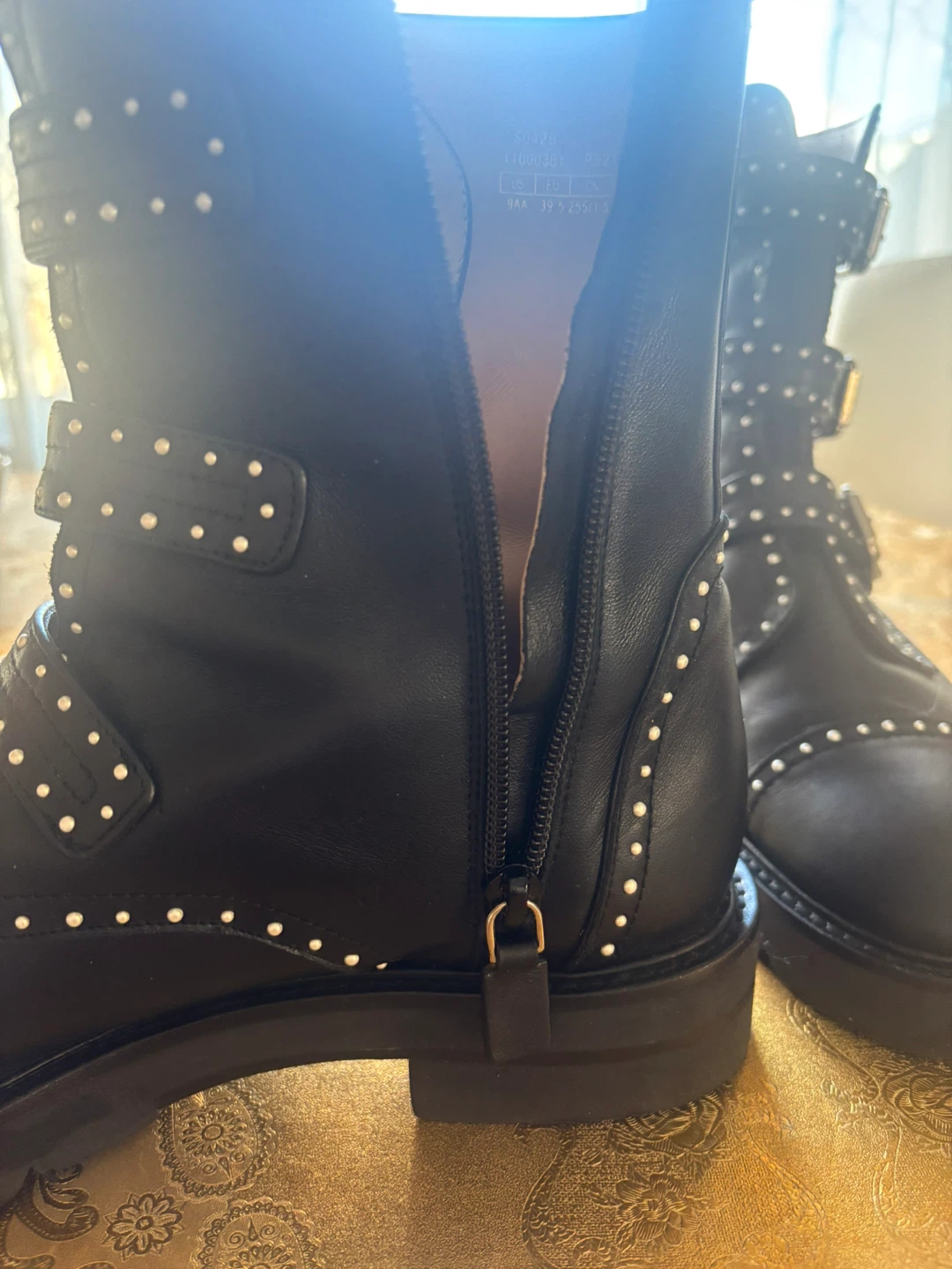 Stuart Weitzman Black Leather Studded Boots - Size 9 - photo 3