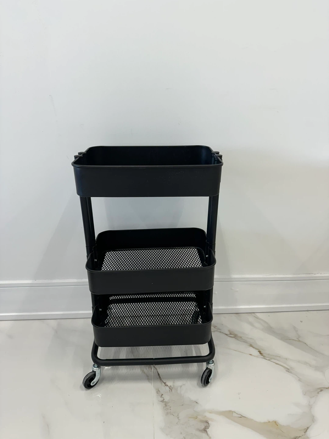 Black 3-Tier Rolling Cart