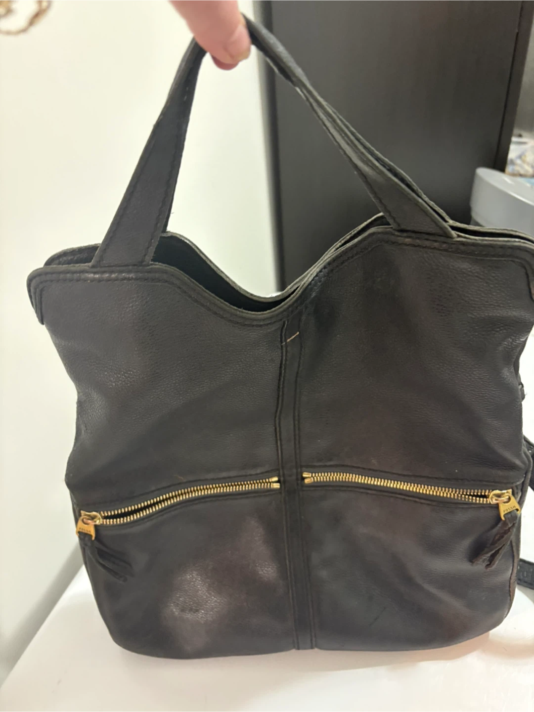 Fossil Black Leather Convertible Tote Bag - photo 3