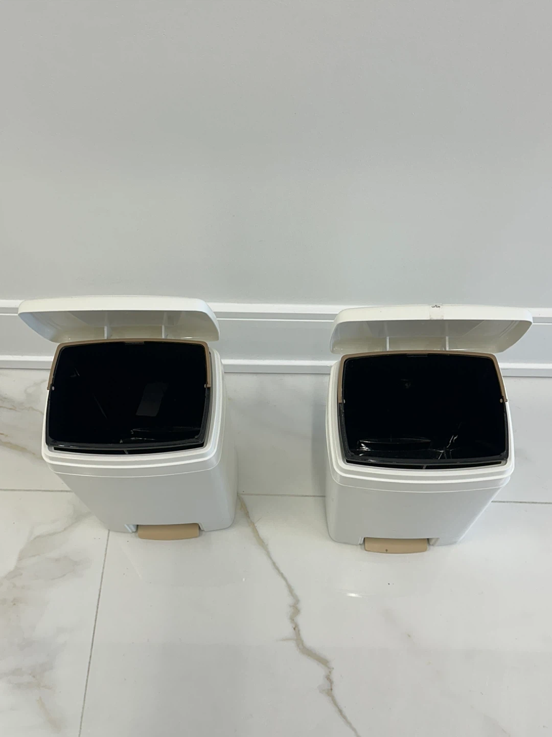 Two White Step-On Trash Cans - photo 2