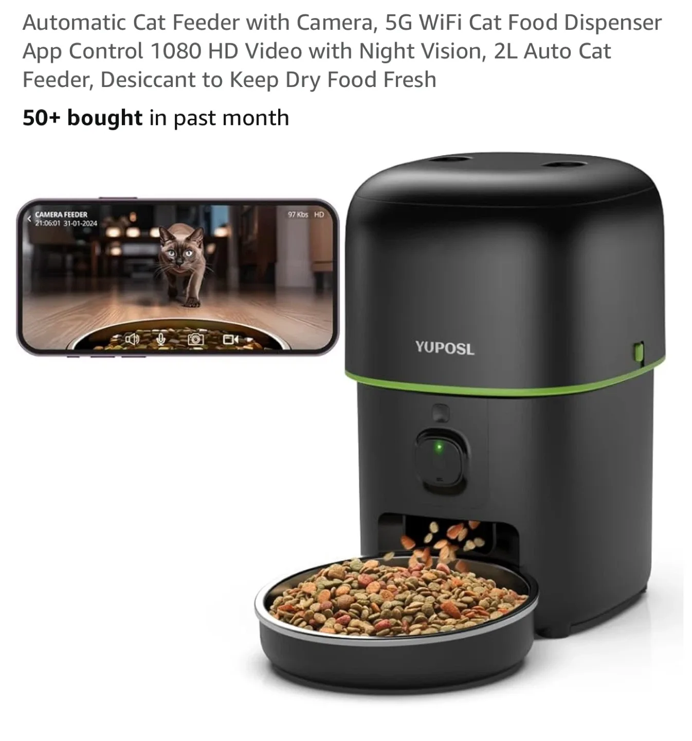 YUPOsl Automatic Cat Feeder with Camera