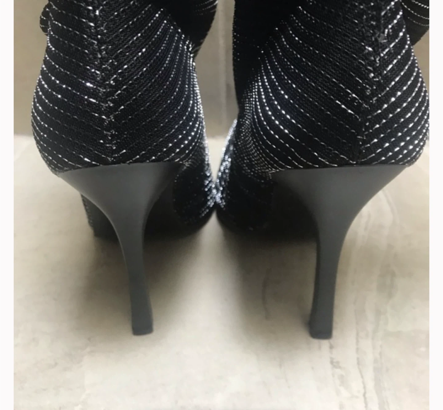 Black Sparkly Knee High Heel Boots - photo 3
