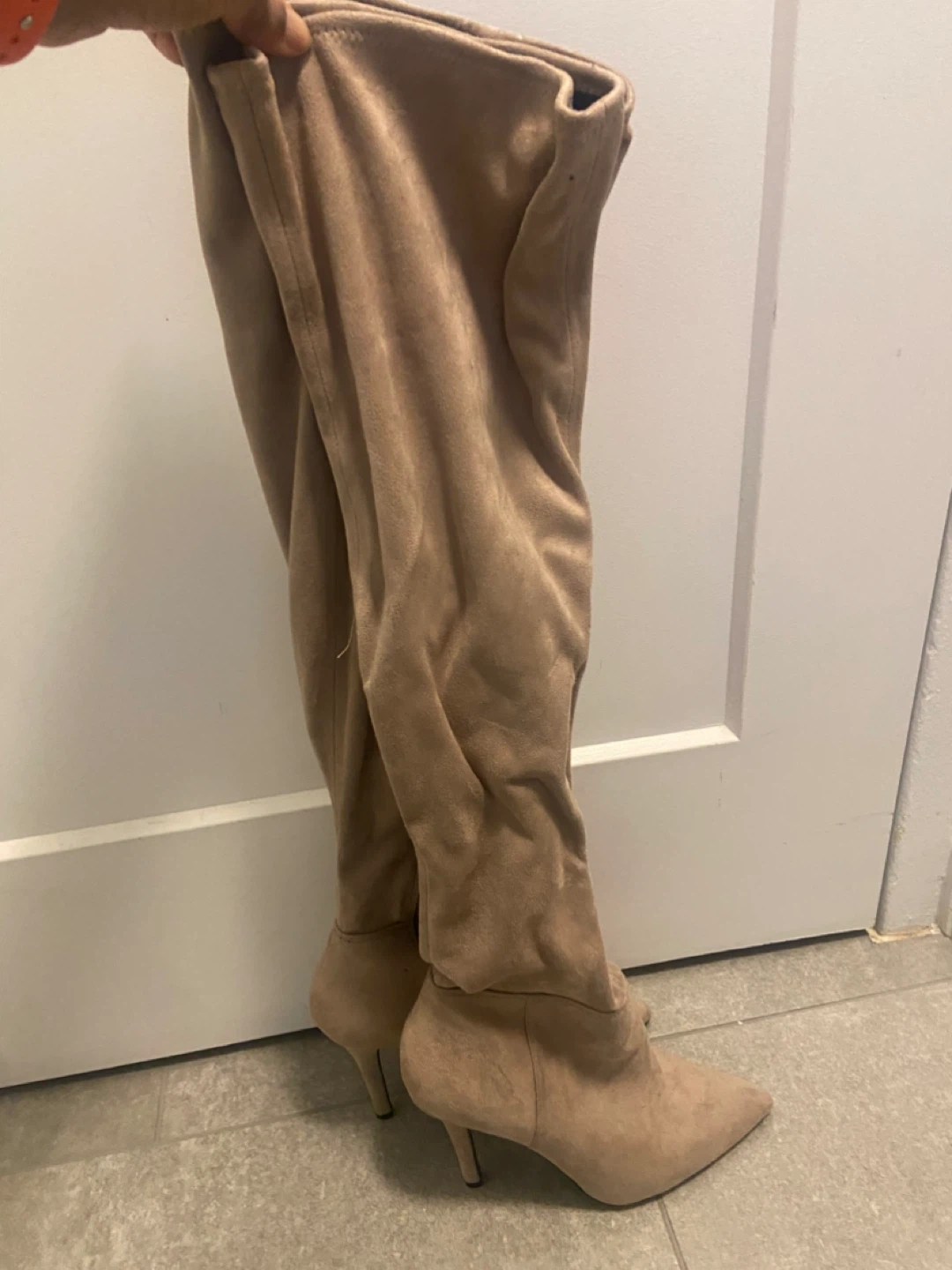 Beige Over-the-Knee Boots