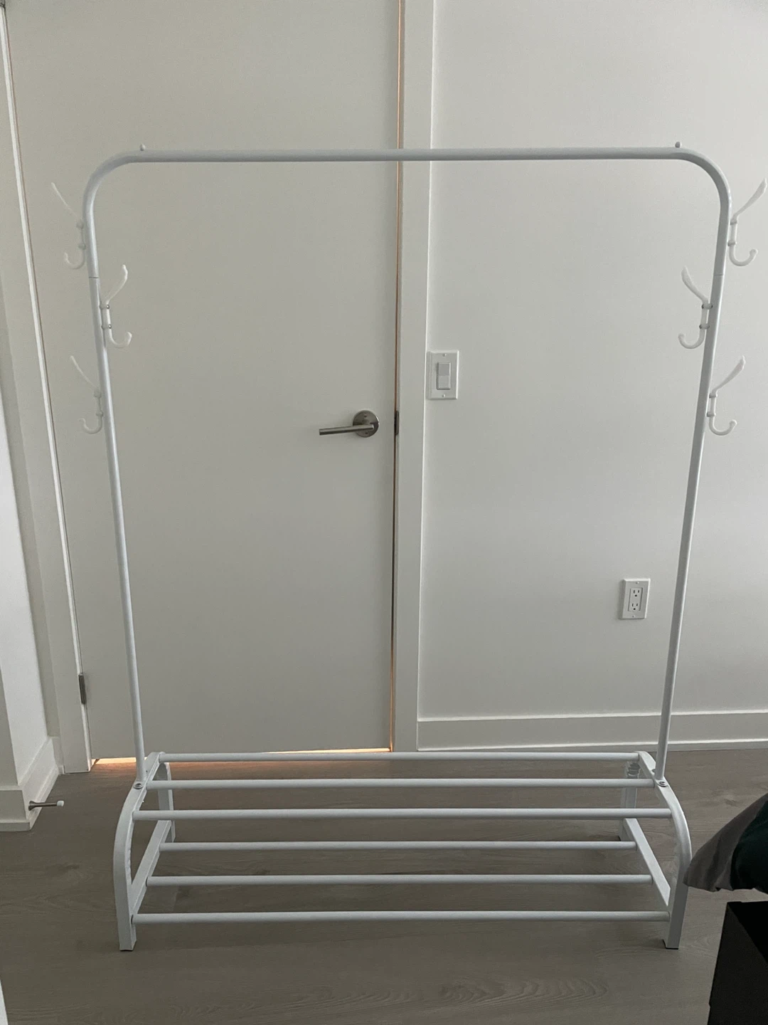 White Clothes Rack with Storage