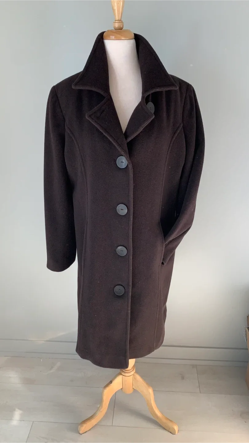 Laura Petite Chocolate Brown Wool Blend Coat M/L