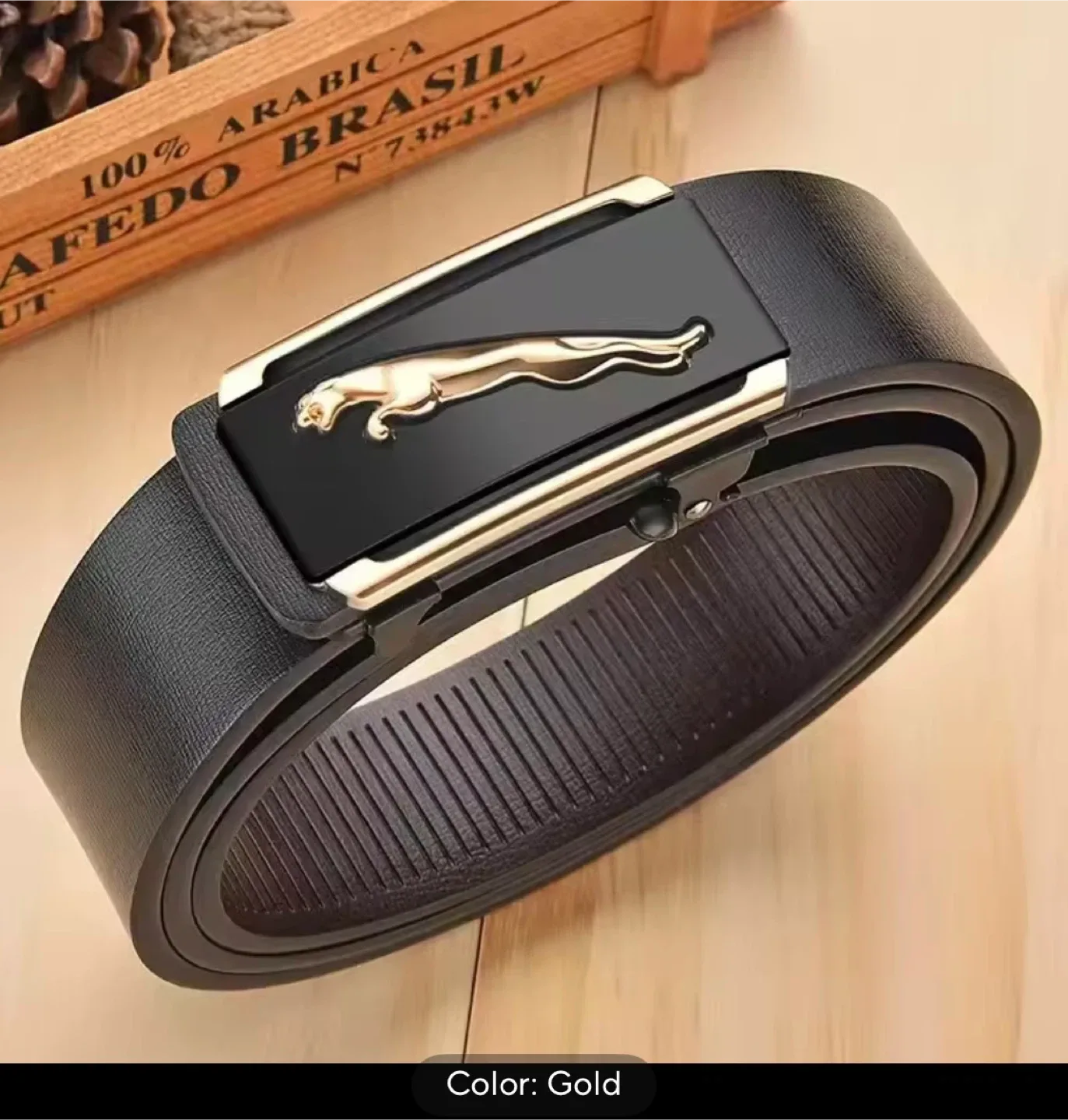 Jaguar Black & Gold Belt 120 cm