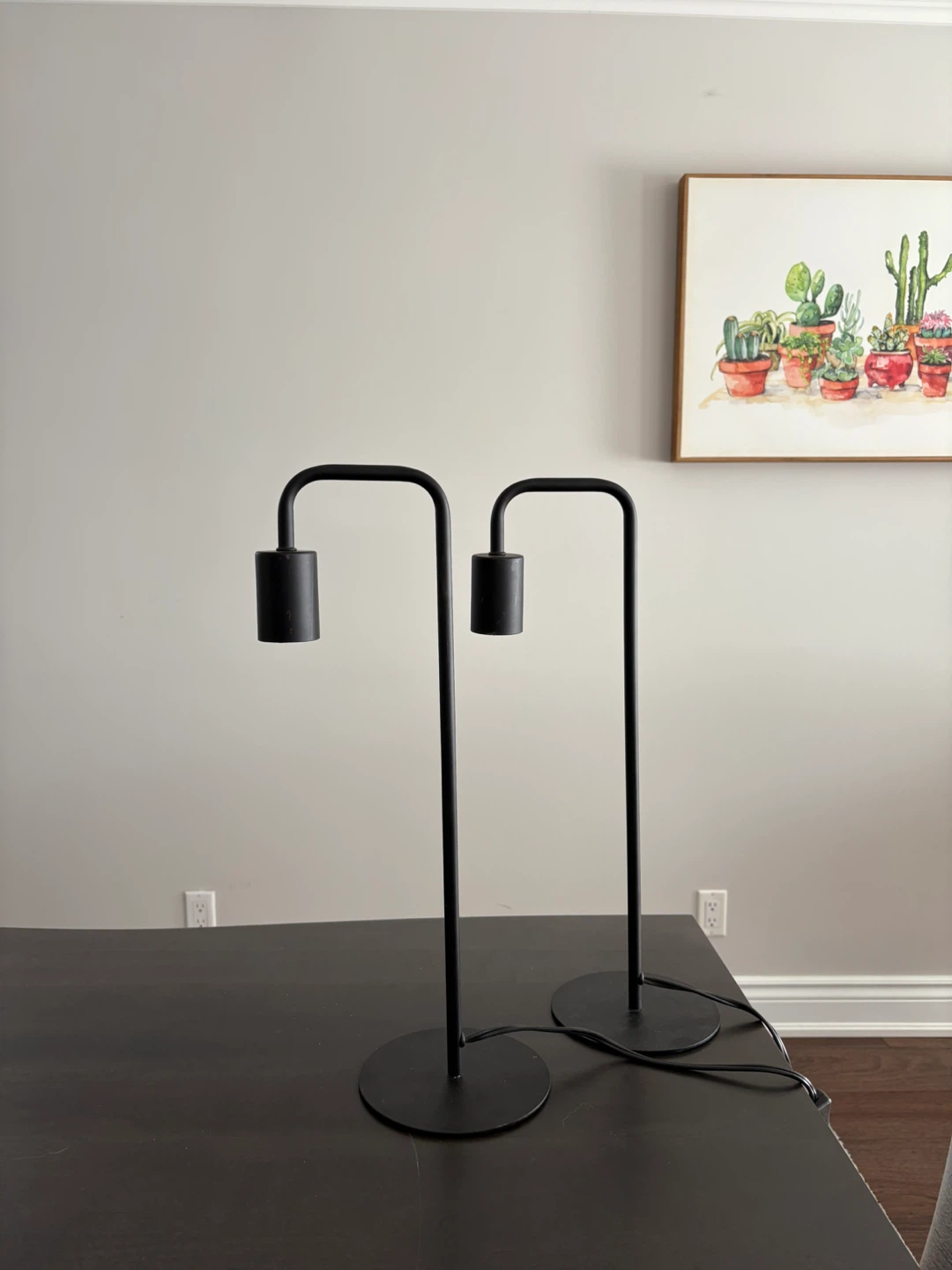 Black Modern Table Lamps (Pair)