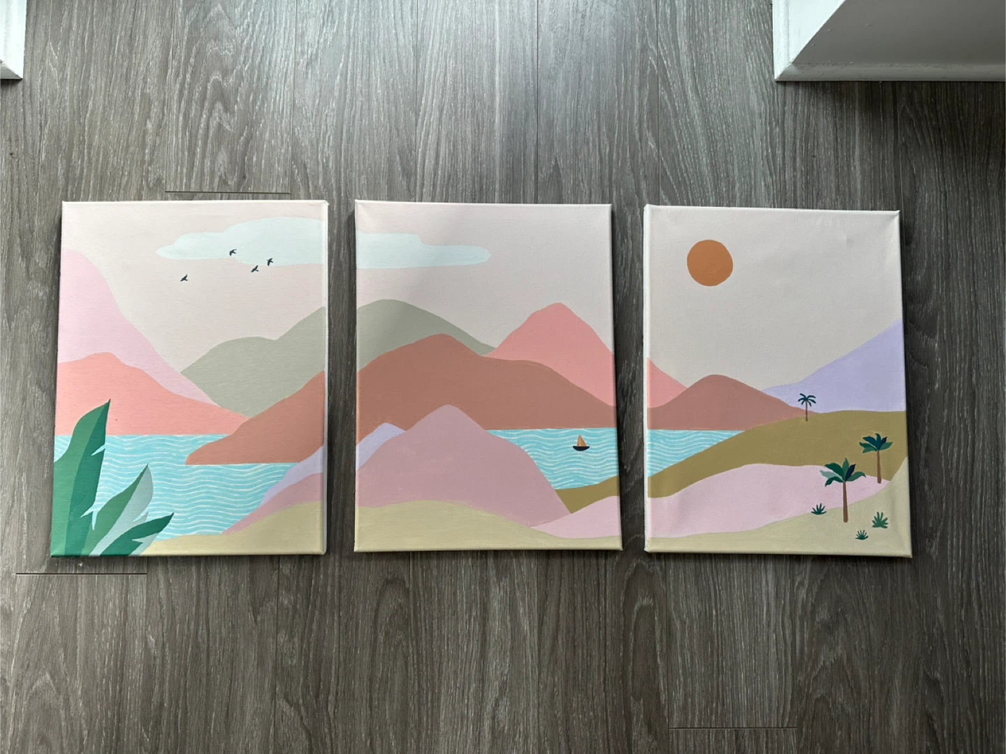 Set of 3 Canvas Wall Art - Landscape Paintings