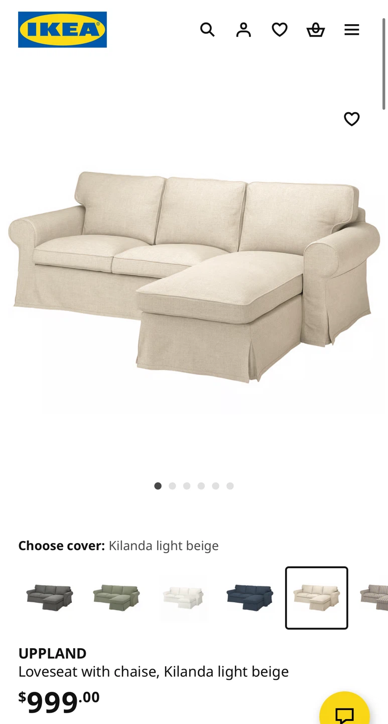 IKEA Uppland Loveseat with Chaise - Kilanda Light Beige - photo 4