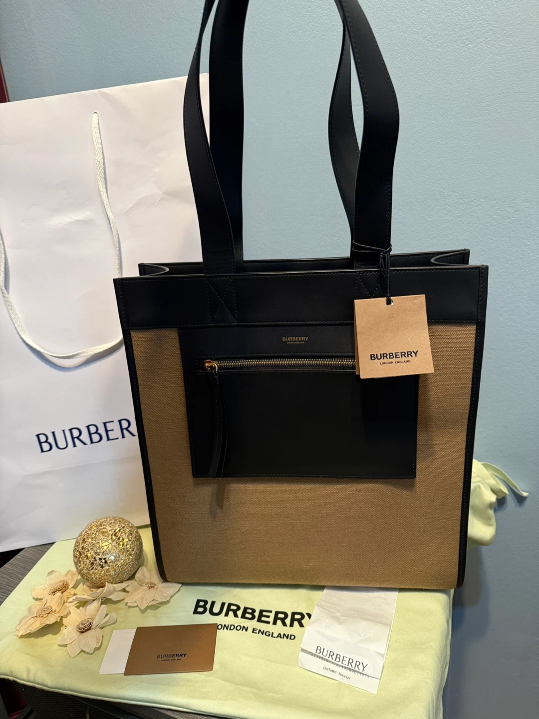 Burberry Canvas and Leather Tote Bag