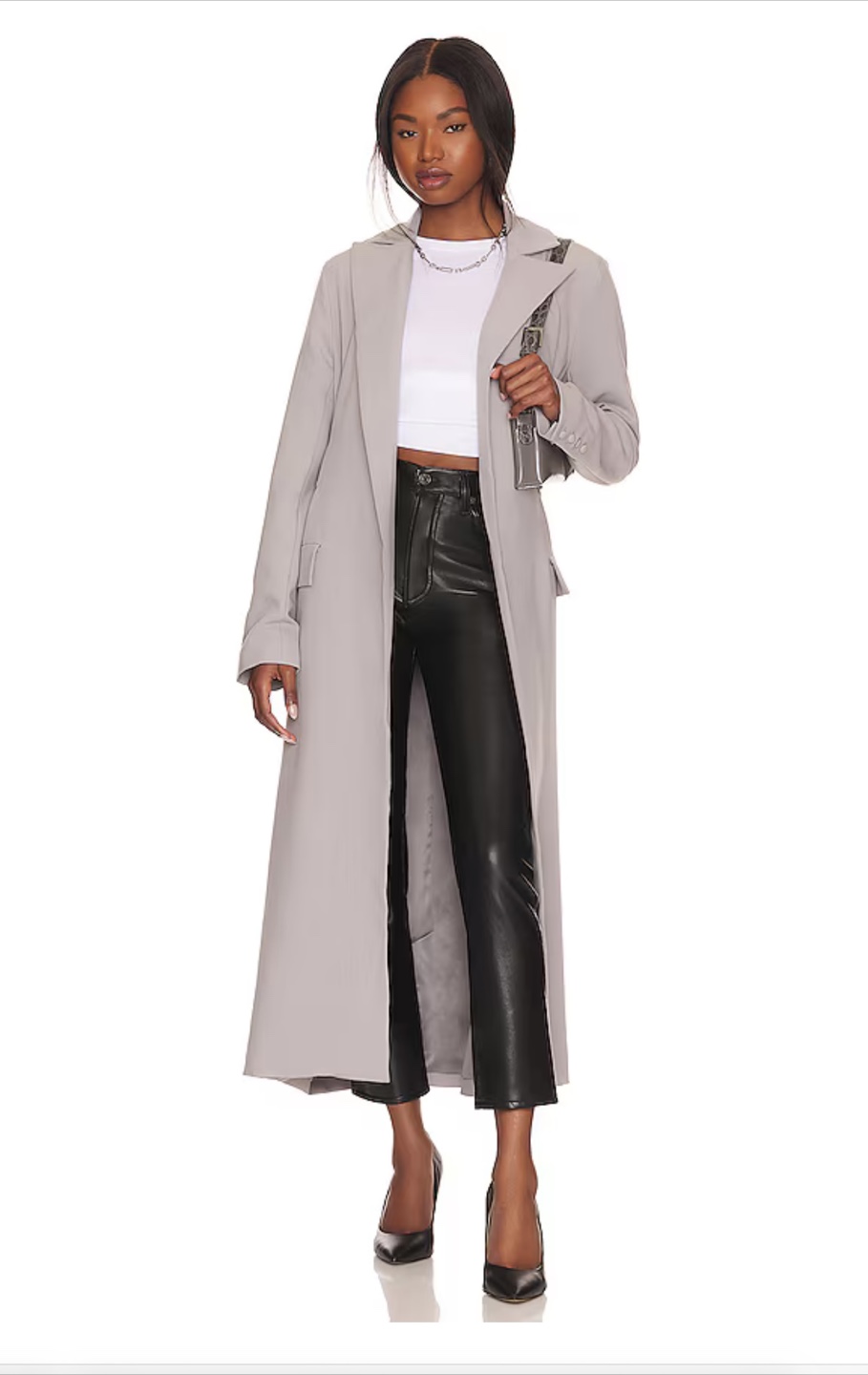 AGOLDE Recycled Leather Riley Long Black Size 26 Retail $348 - photo 2