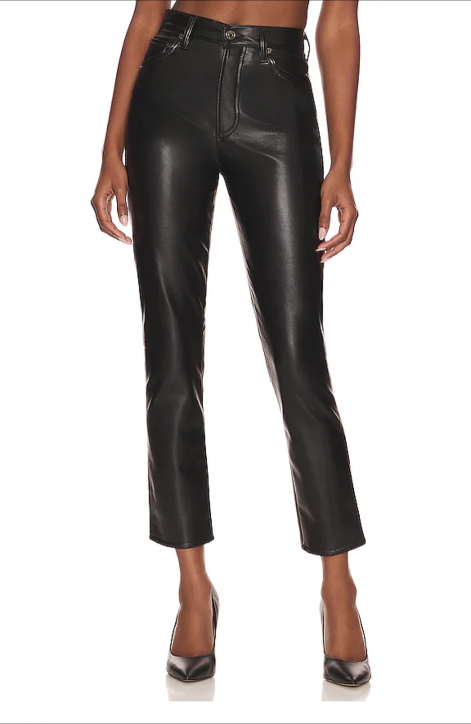 AGOLDE Recycled Leather Riley Long Black Size 26 Retail $348