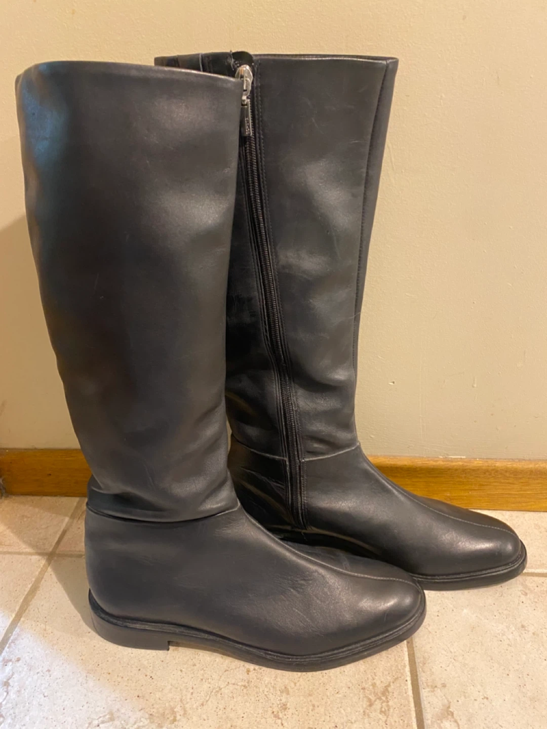 Schutz Black Leather Knee High Boots - Size 8