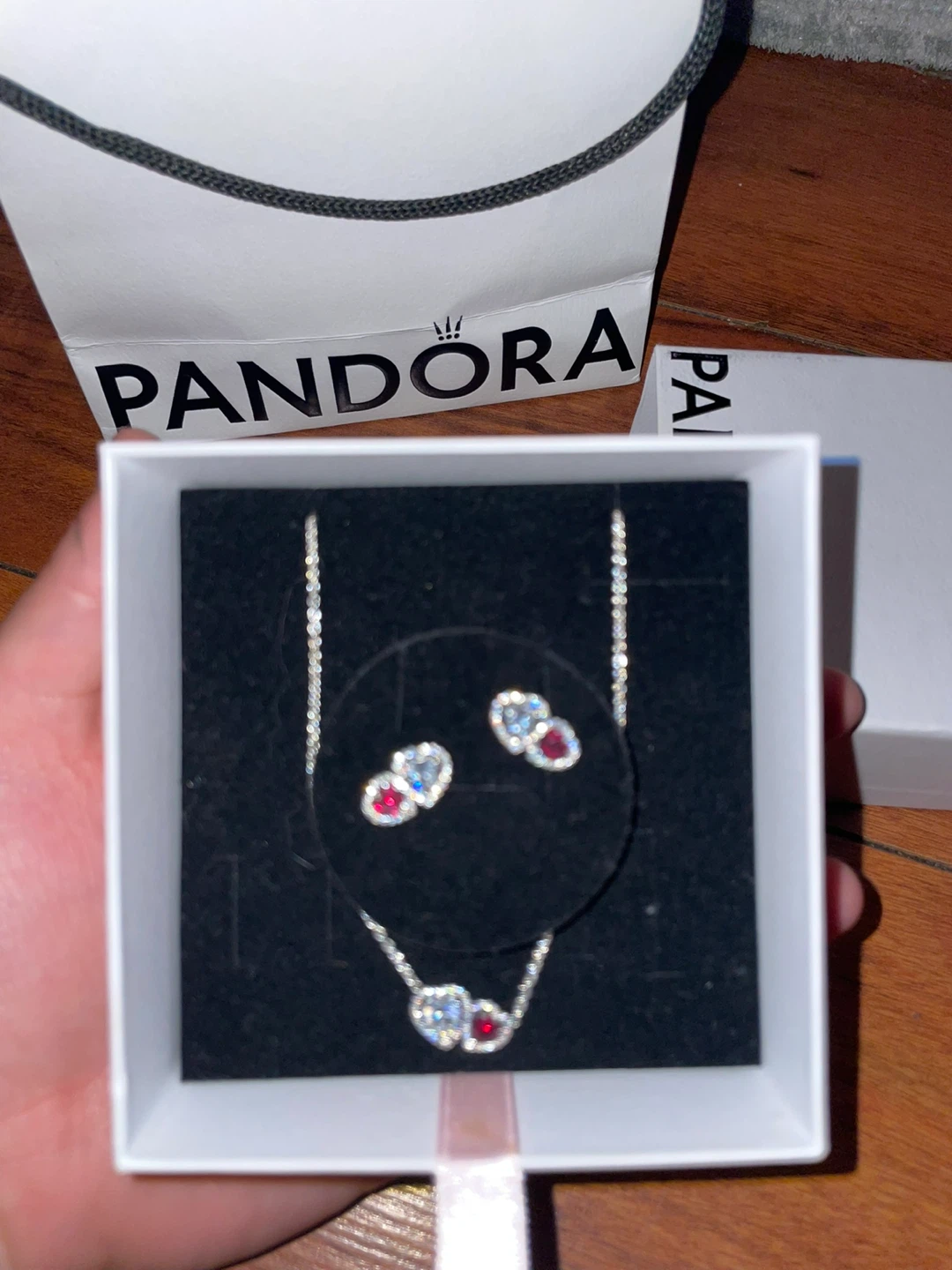 Red and white Pandora Heart Necklace & Earrings Set - photo 2